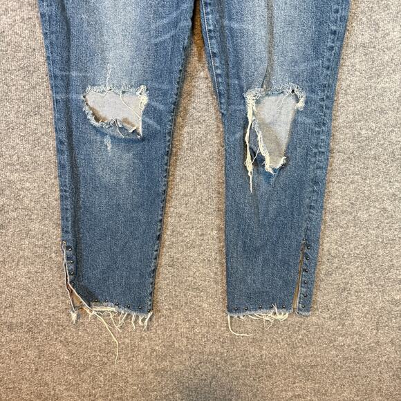Torrid Jeans Womens 16 Blue Denim High Rise Plus Size Crop Frayed Hem Distressed - Picture 2 of 12